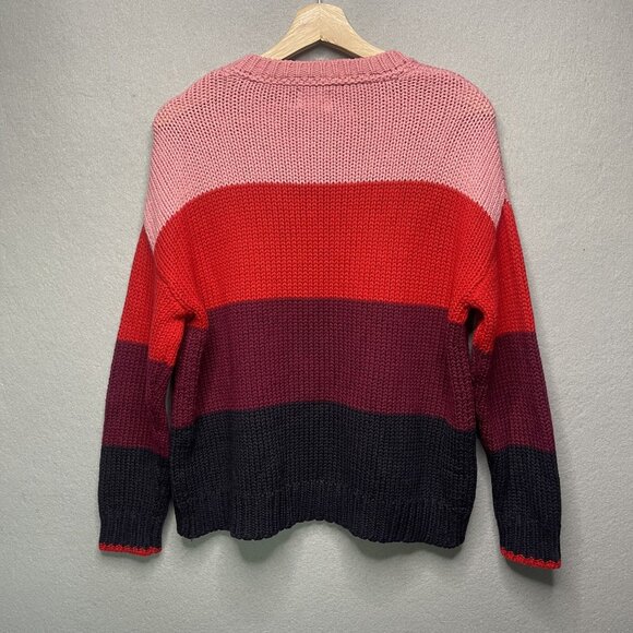 Sundry Scarlett Multi Stripe Red Color Block Wool Blend Sweater 1 - Picture 5 of 6